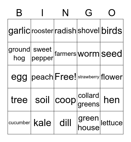 Capital City Farm - BINGO Card