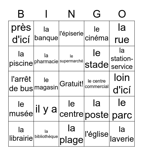 DANS MA VILLE Bingo Card