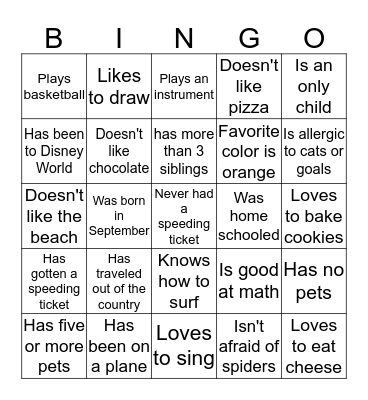Find someone who... Each person can only initial twice! Bingo Card