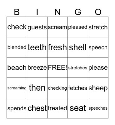Long and Short e Bingo Card