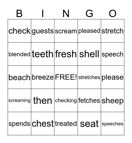 Long and Short e Bingo Card