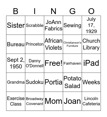 Birthday Bingo! Bingo Card