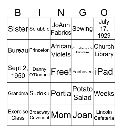 Birthday Bingo! Bingo Card