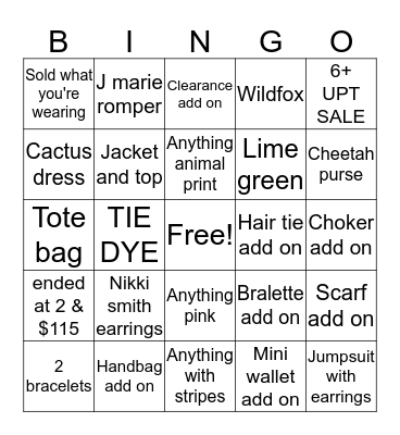 July Bingo Card