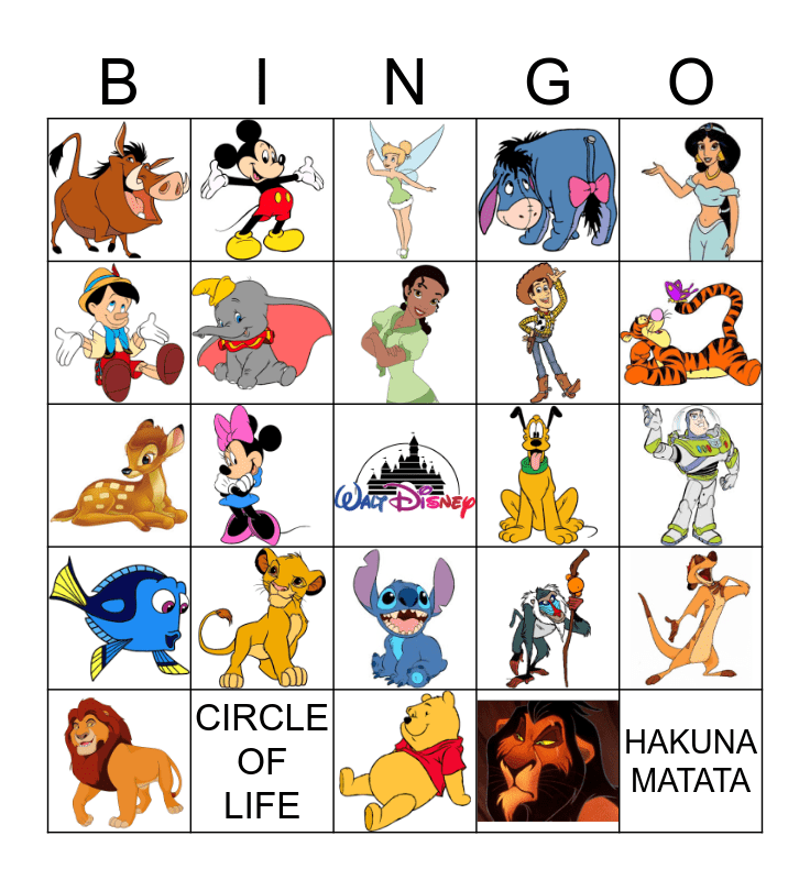 Disney Bingo Card