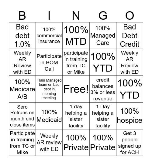 AR BINGO Card