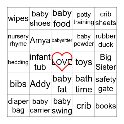 BABY BROWN BINGO Card