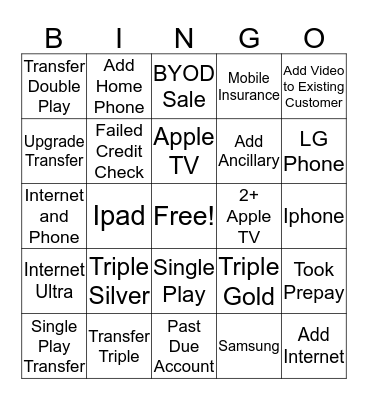 Spectrum Bingo Card