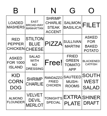 FRIDAY FUN Bingo Card