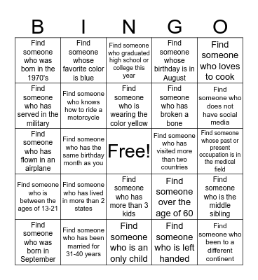 Macon Family Bingo Card