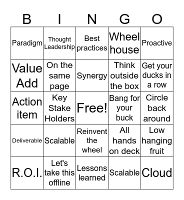 Executive Conference Call Bingo Card