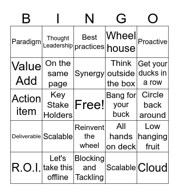 Executive Conference Call Bingo Card