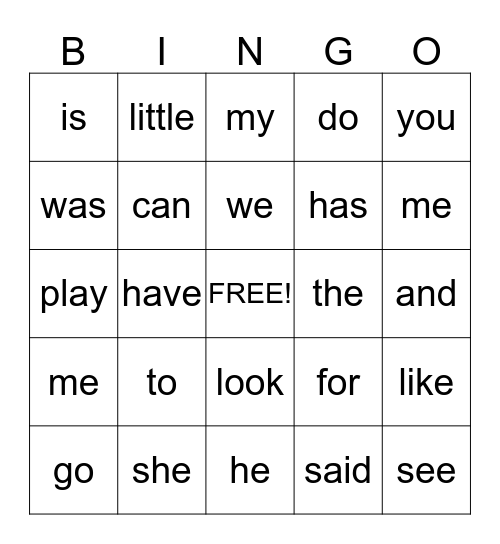 I Z's  Bingo Card