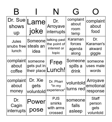 Faculty Retreat 2019 Bingo Card