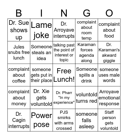 Faculty Retreat 2019 Bingo Card