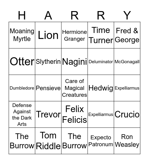 Harry Potter Bingo! Bingo Card