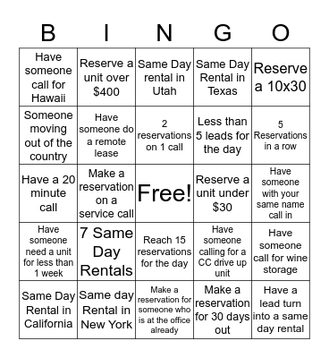 Extra Space Week 1  Bingo Card