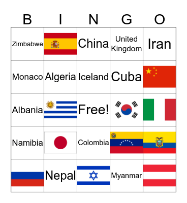 Geography Bingo Card
