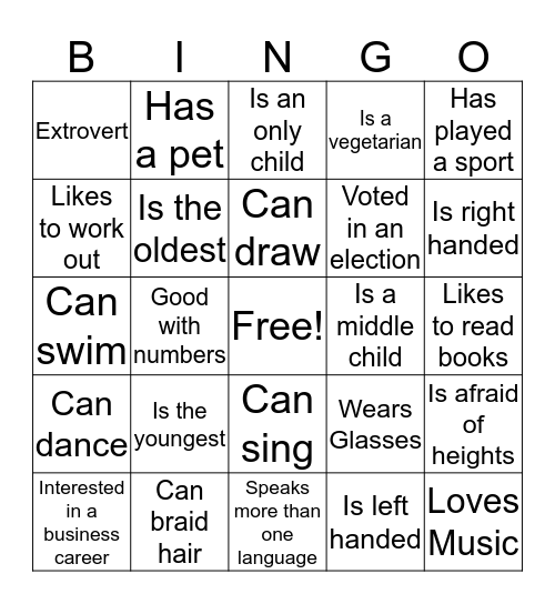 Networking 101 Bingo Card