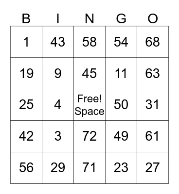 Jefrain's Bingo Card