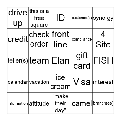 Banking Buzzword Bingo Card