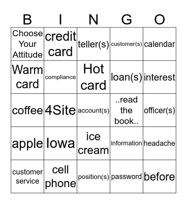 F&M Banking BuZZword Bingo Card