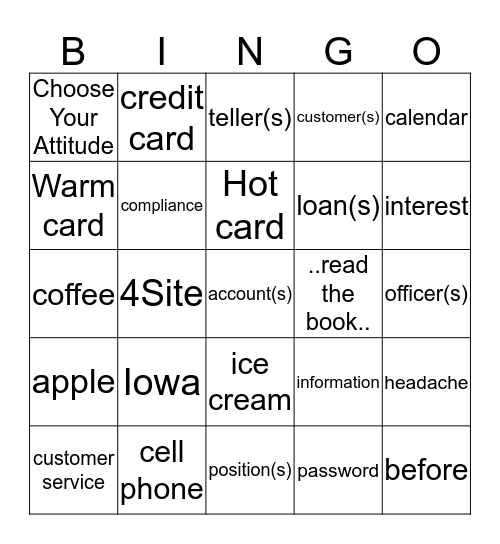 F&M Banking BuZZword Bingo Card