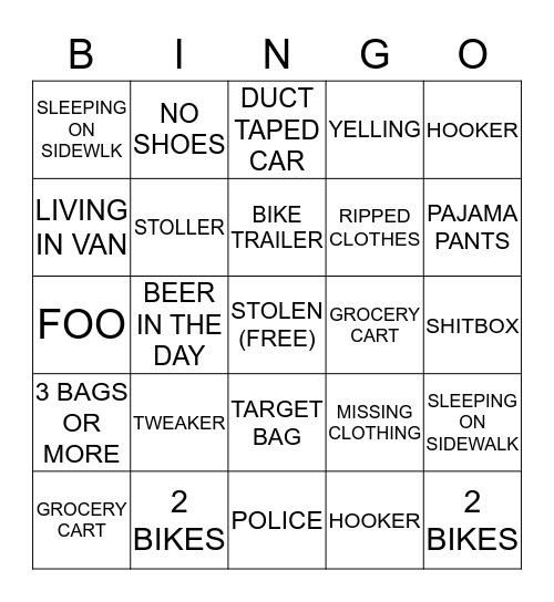 TWEAKER BINGO Card