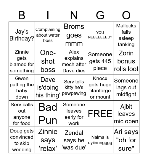 Soul(Drunk)Bound Bingo Card