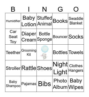 Baby Shower Bingo Card