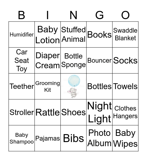 Baby Shower Bingo Card