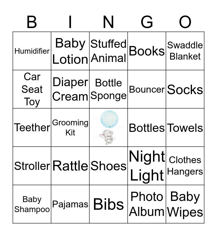 Baby Shower Bingo Card