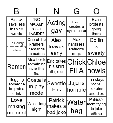 Plemis house bingo Card