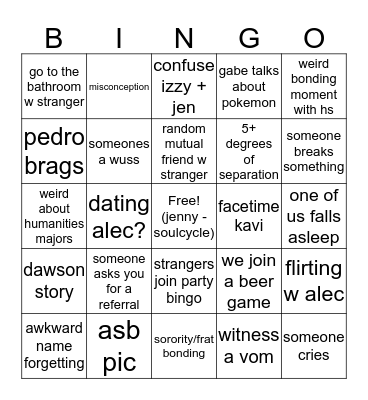 Social Bingo Card