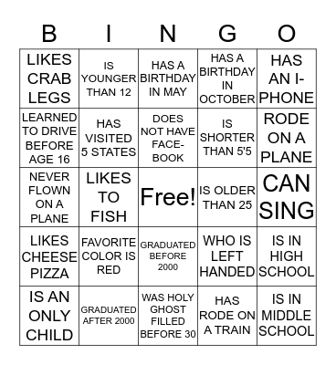 FIND SOMEONE WHO....... Bingo Card