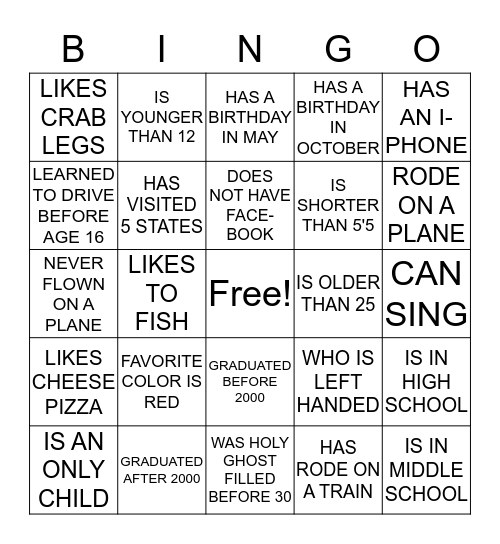 FIND SOMEONE WHO....... Bingo Card