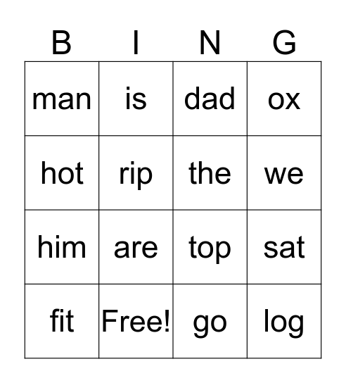 1st Grade spelling words unit 123 Bingo Card