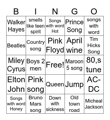 Music Bingo Card