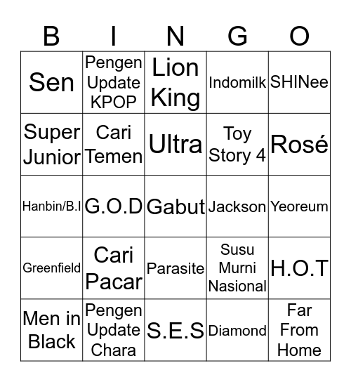 Bingonya Chuu! Bingo Card