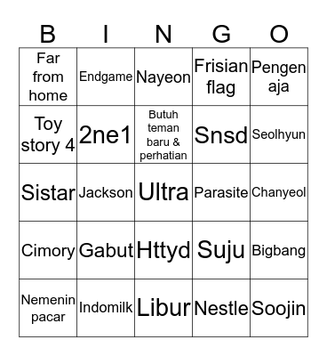 Soojin Bingo Card