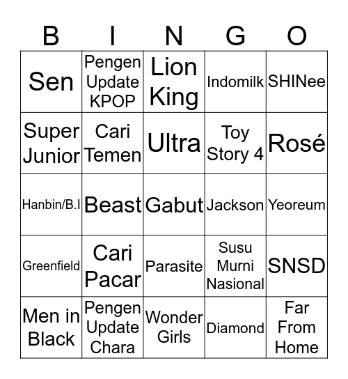 Bingonya Chuu! Bingo Card