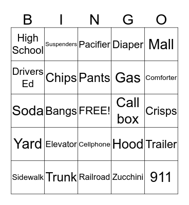 American Bingo! Bingo Card