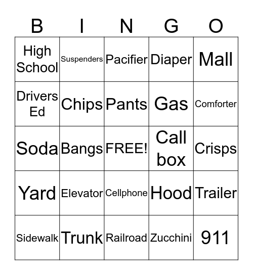 American Bingo! Bingo Card