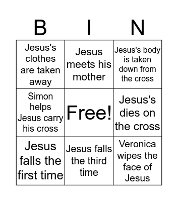 Stations of the Cross Bingo Card