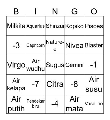 Oaklee Kaiya Bingo Card