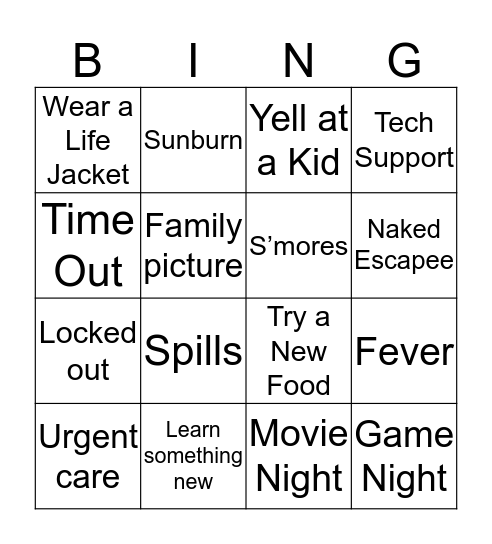 Family Fun Weekend! Bingo Card