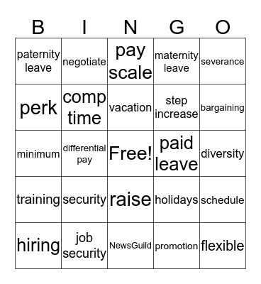 Tidewater Media Guild contract proposal BINGO Card