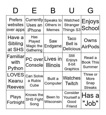 Intro to Coding: Python Bingo Card