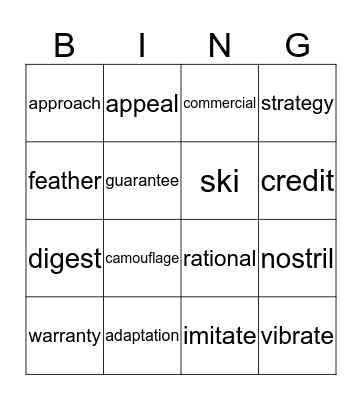 Fun Speaking Bingo Card