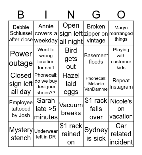 Regeneration Bingo Card